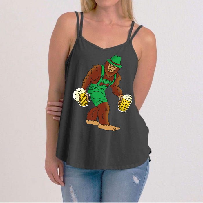 Bigfoot in Lederhosen Oktoberfest Beer Women's Strappy Tank