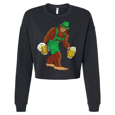 Bigfoot in Lederhosen Oktoberfest Beer Cropped Pullover Crew