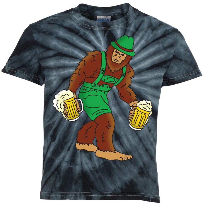 Bigfoot in Lederhosen Oktoberfest Beer Kids Tie-Dye T-Shirt