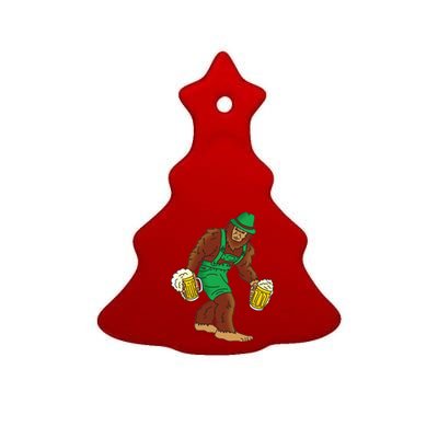 Bigfoot in Lederhosen Oktoberfest Beer Ceramic Tree Ornament