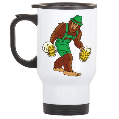 Bigfoot in Lederhosen Oktoberfest Beer Stainless Steel Travel Mug