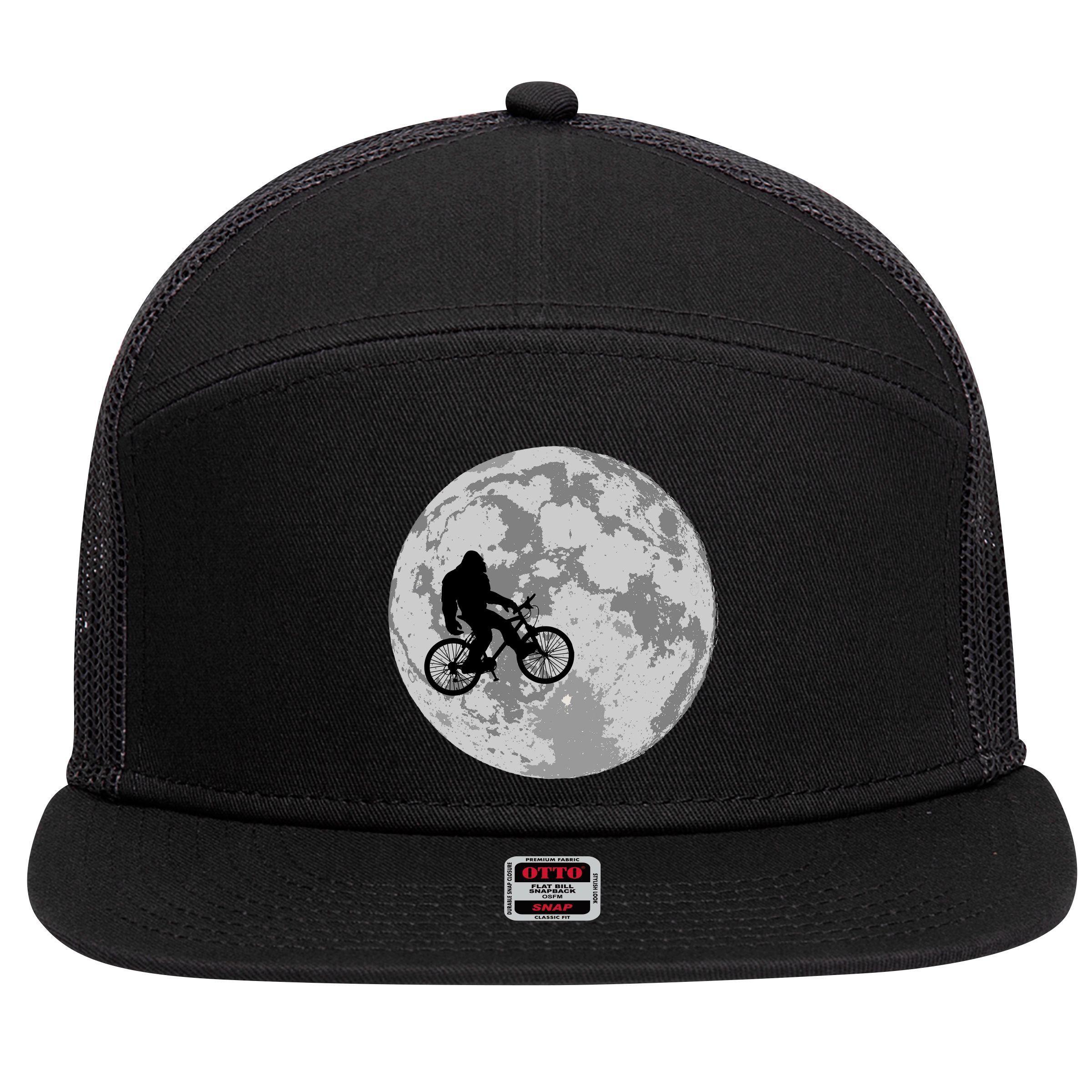 Bigfoot In The Moon Sasquatch 7 Panel Mesh Trucker Snapback Hat