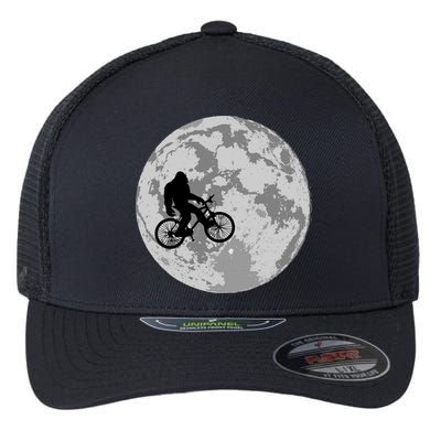 Bigfoot In The Moon Sasquatch Flexfit Unipanel Trucker Cap