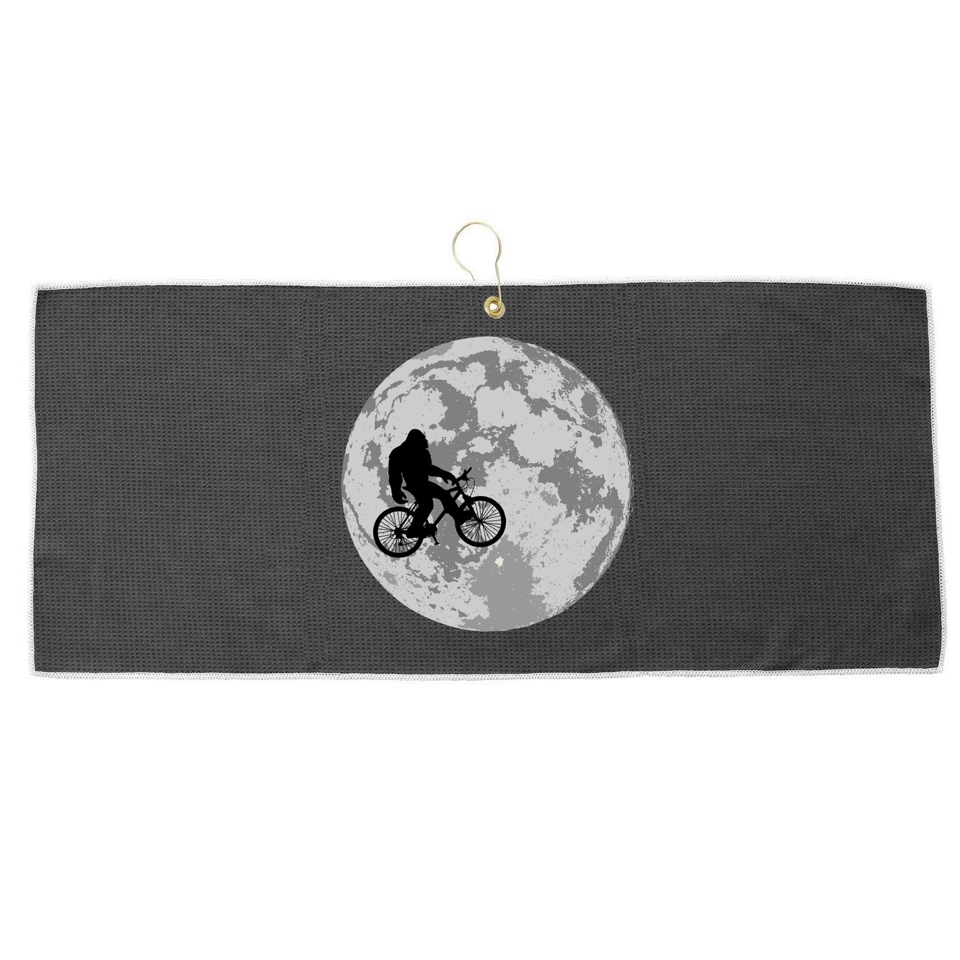 Bigfoot In The Moon Sasquatch Large Microfiber Waffle Golf Towel