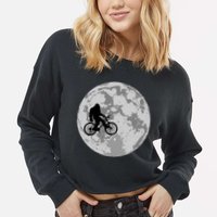 Bigfoot In The Moon Sasquatch Cropped Pullover Crew