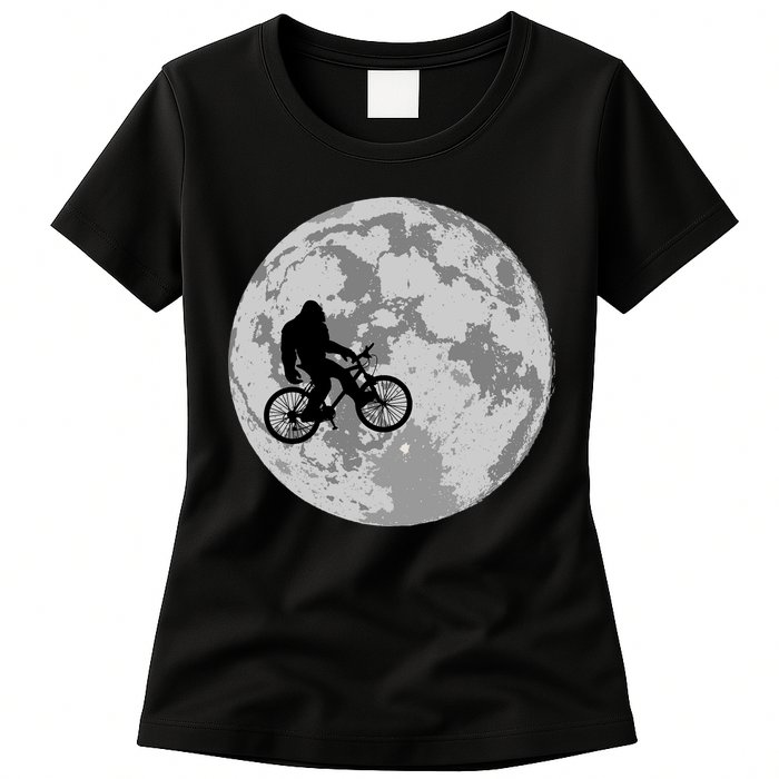 Bigfoot In The Moon Sasquatch Womens T-Shirt