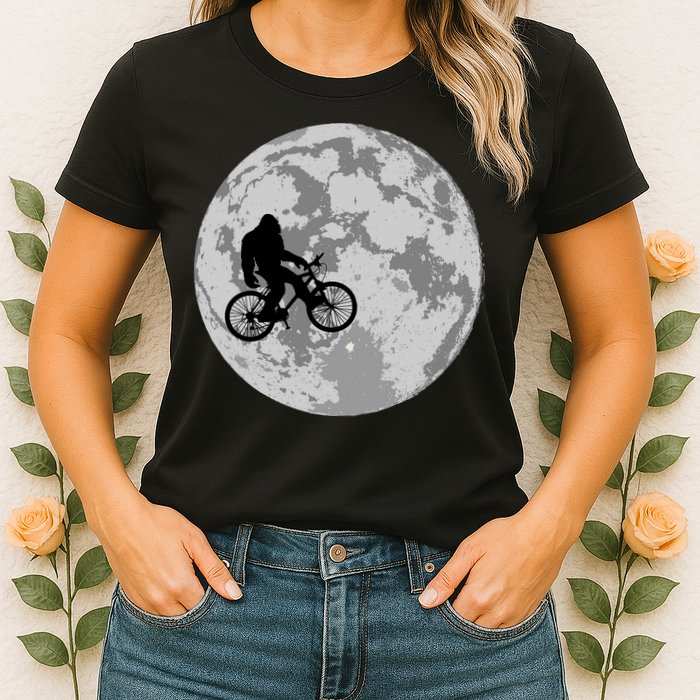 Bigfoot In The Moon Sasquatch Womens T-Shirt