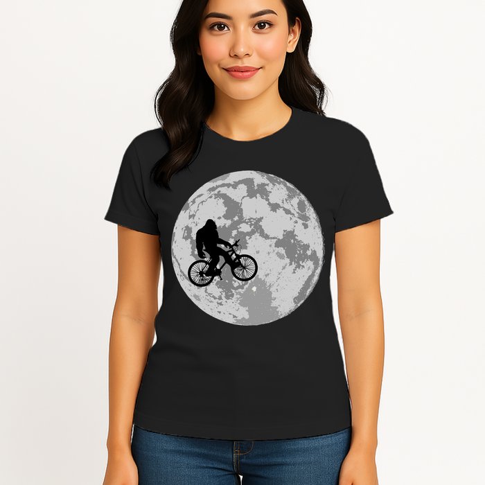 Bigfoot In The Moon Sasquatch Womens T-Shirt