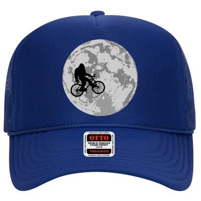 Bigfoot In The Moon Sasquatch High Crown Mesh Back Trucker Hat