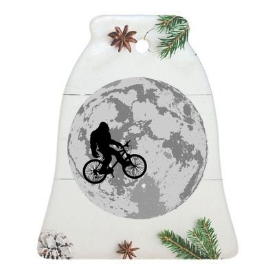 Bigfoot In The Moon Sasquatch Ceramic Bell Ornament