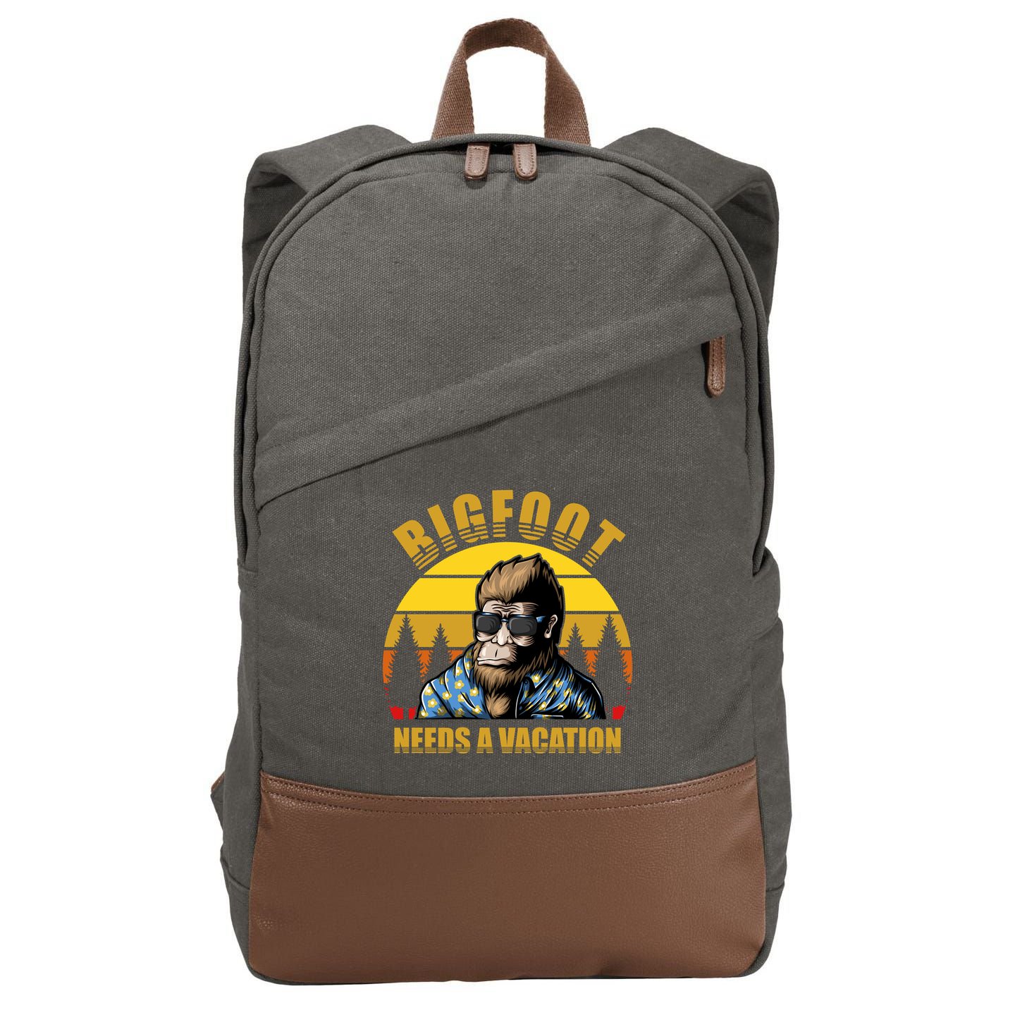 Bigfoot Needs A Vacation Cotton Canvas Backpack