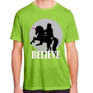 Bigfoot Riding Unicorn Believe Adult ChromaSoft Performance T-Shirt