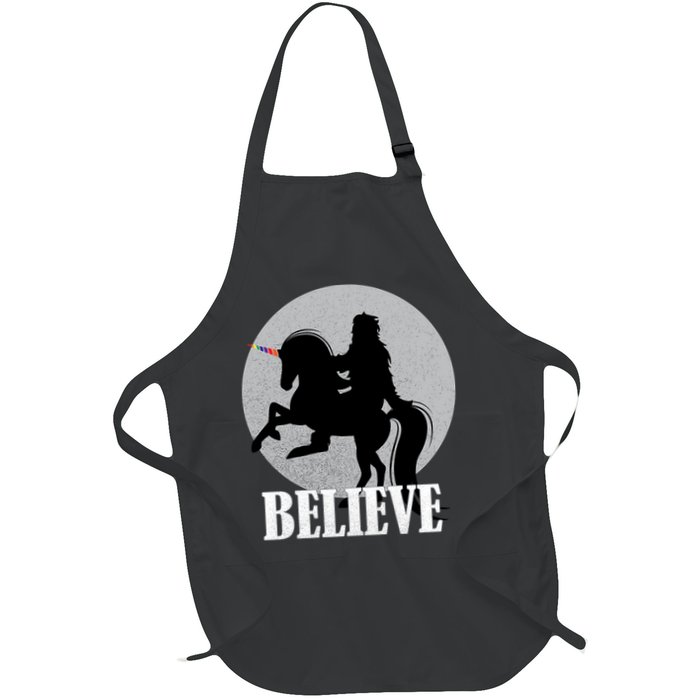 Bigfoot Riding Unicorn Believe Apron