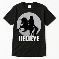 Bigfoot Riding Unicorn Believe Tall T-Shirt