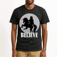 Bigfoot Riding Unicorn Believe Tall T-Shirt