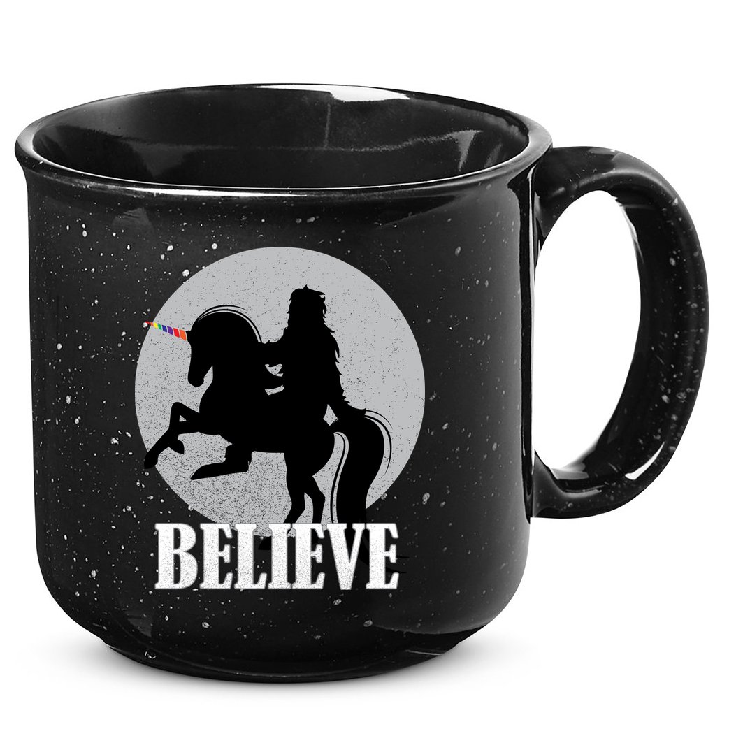 Bigfoot Riding Unicorn Believe 15oz Campfire Ceramic Mug