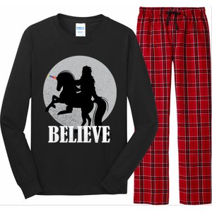 Bigfoot Riding Unicorn Believe Long Sleeve Pajama Set