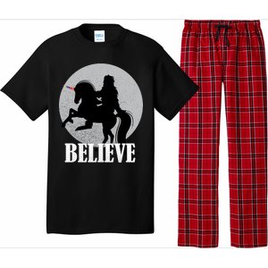 Bigfoot Riding Unicorn Believe Pajama Set