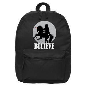 Bigfoot Riding Unicorn Believe 16 in Basic Backpack