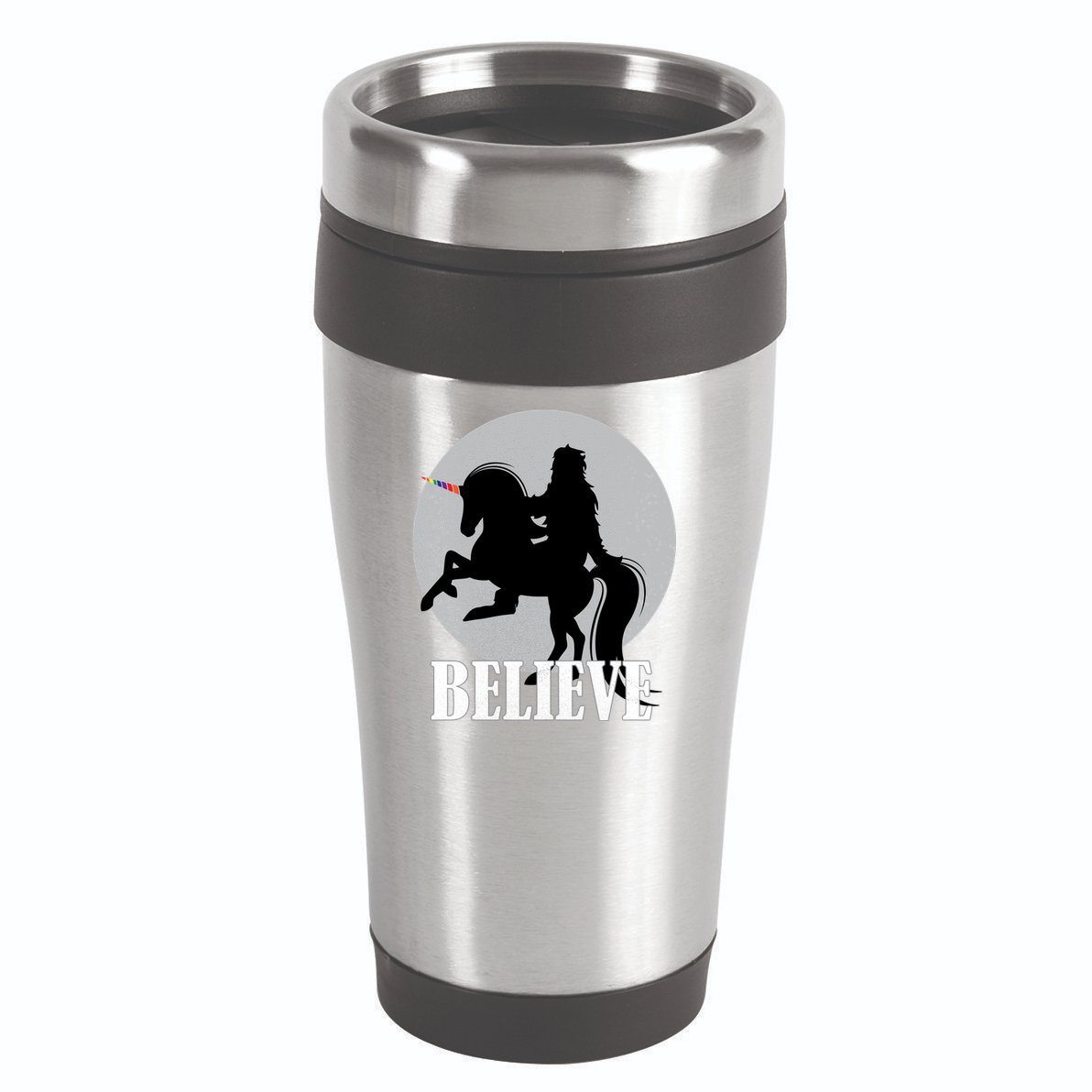 Bigfoot Riding Unicorn Believe 16oz Travel Tumbler