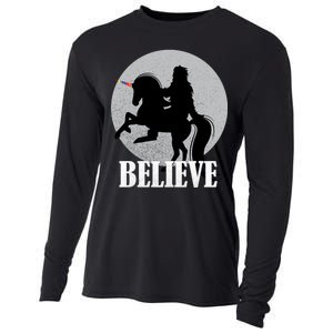 Bigfoot Riding Unicorn Believe Cooling Performance Long Sleeve Crew