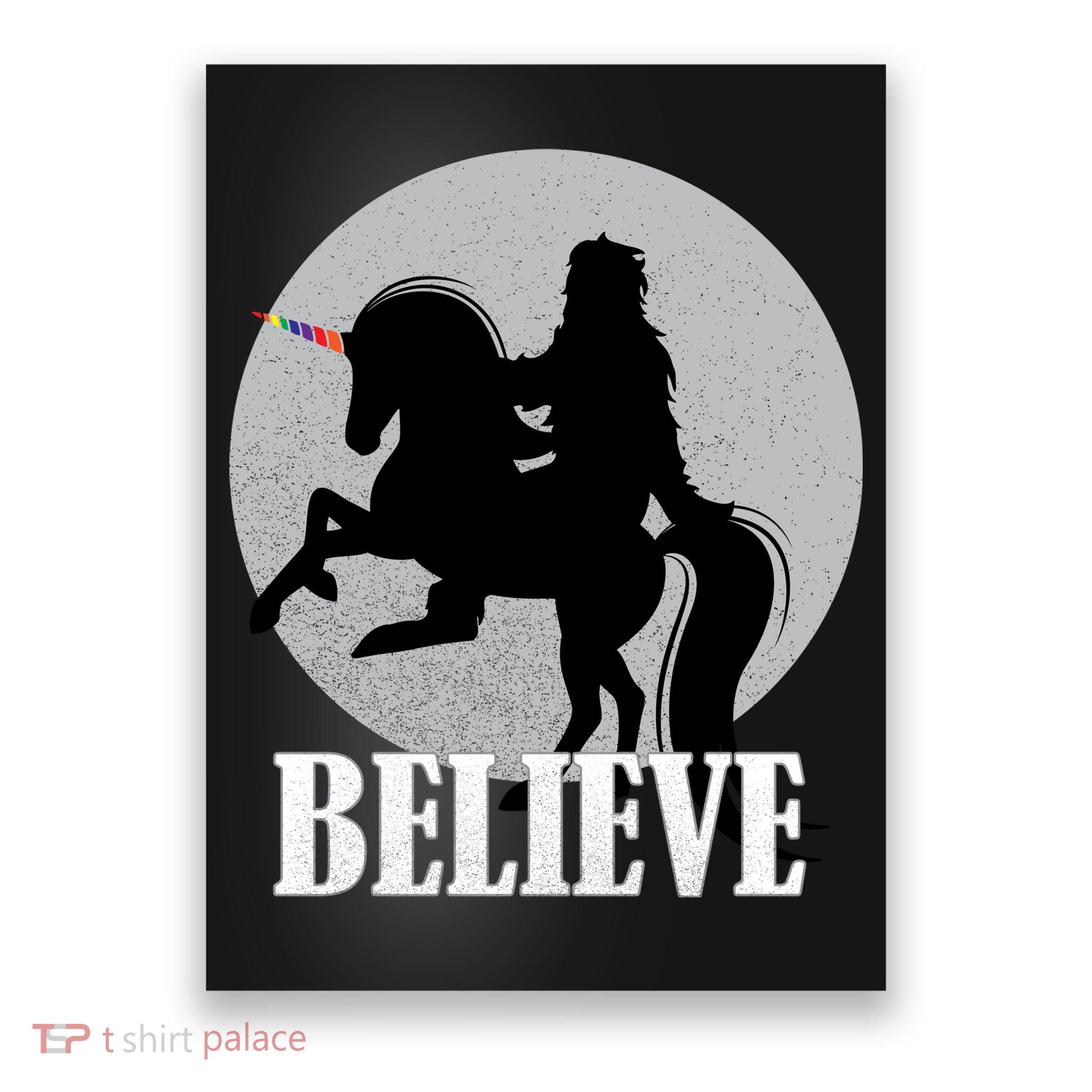 Bigfoot Riding Unicorn Believe Poster