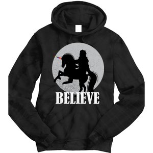 Bigfoot Riding Unicorn Believe Tie Dye Hoodie