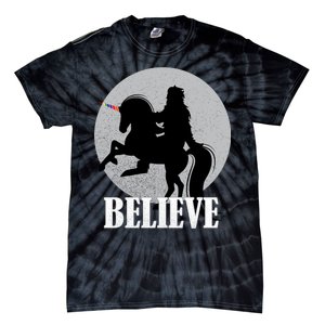 Bigfoot Riding Unicorn Believe Tie-Dye T-Shirt