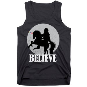 Bigfoot Riding Unicorn Believe Tank Top