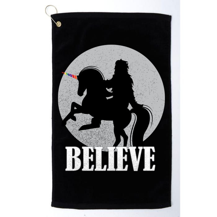 Bigfoot Riding Unicorn Believe Golf Towel