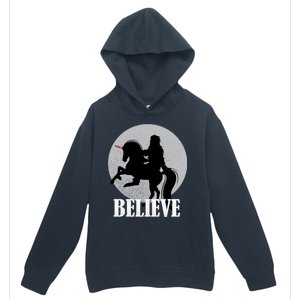 Bigfoot Riding Unicorn Believe Urban Pullover Hoodie