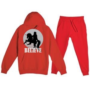 Bigfoot Riding Unicorn Believe Premium Hooded Sweatsuit Set