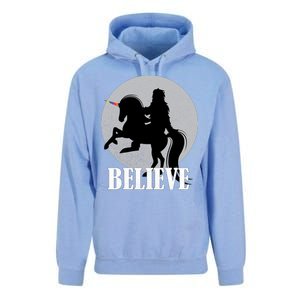 Bigfoot Riding Unicorn Believe Unisex Surf Hoodie