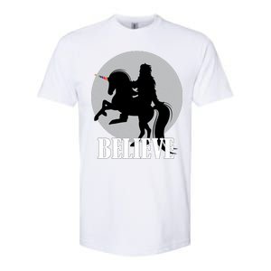 Bigfoot Riding Unicorn Believe Softstyle CVC T-Shirt