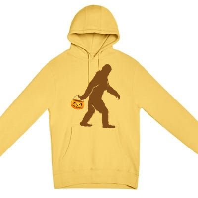 Bigfoot Sasquatch Halloween Pumpkin Premium Pullover Hoodie