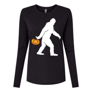 Bigfoot Sasquatch Halloween Pumpkin Womens Cotton Relaxed Long Sleeve T-Shirt