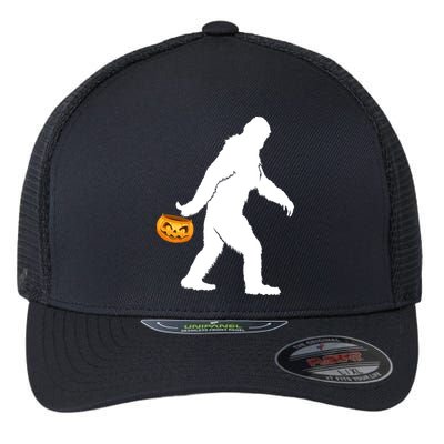 Bigfoot Sasquatch Halloween Pumpkin Flexfit Unipanel Trucker Cap