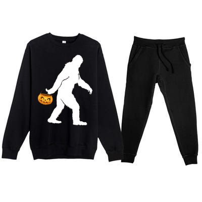 Bigfoot Sasquatch Halloween Pumpkin Premium Crewneck Sweatsuit Set