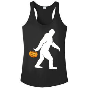 Bigfoot Sasquatch Halloween Pumpkin Ladies PosiCharge Competitor Racerback Tank