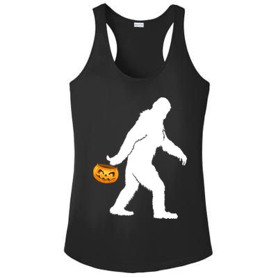 Bigfoot Sasquatch Halloween Pumpkin Ladies PosiCharge Competitor Racerback Tank