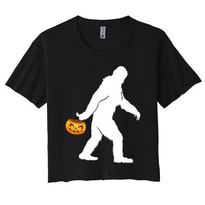 Bigfoot Sasquatch Halloween Pumpkin Crop Top