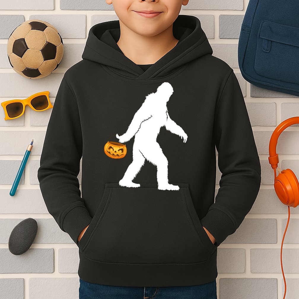 Bigfoot Sasquatch Halloween Pumpkin Kids Hoodie