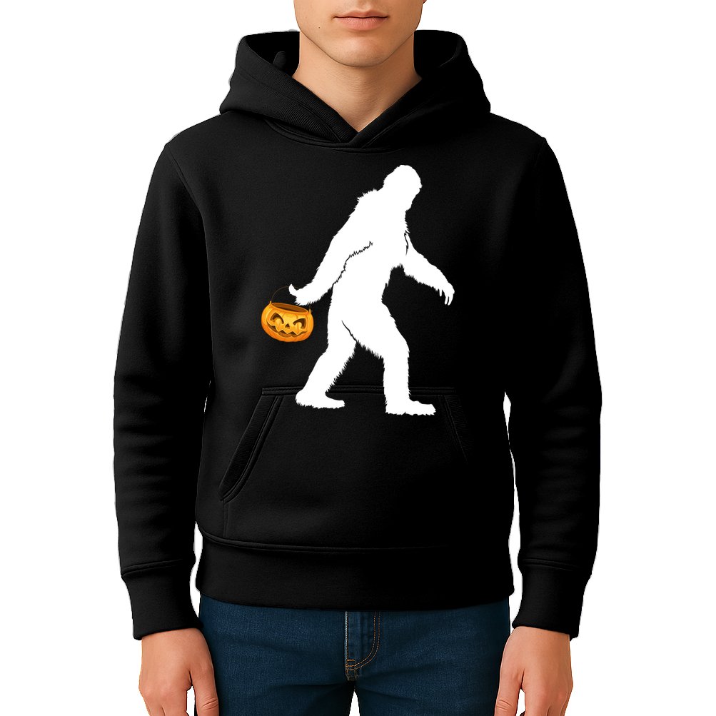 Bigfoot Sasquatch Halloween Pumpkin Kids Hoodie