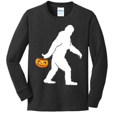 Bigfoot Sasquatch Halloween Pumpkin Kids Long Sleeve Shirt