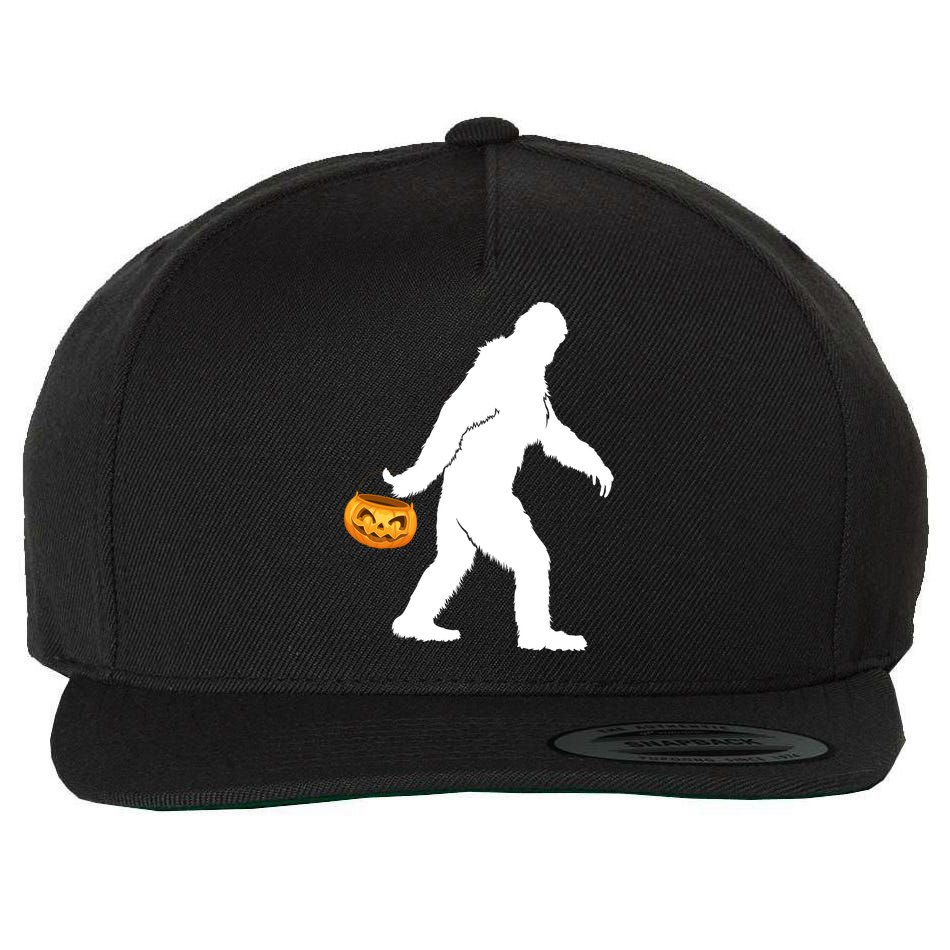 Bigfoot Sasquatch Halloween Pumpkin Wool Snapback Cap