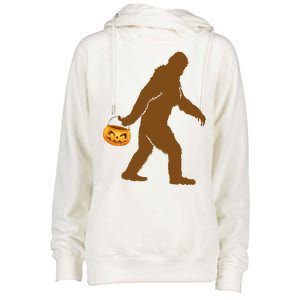 Bigfoot Sasquatch Halloween Pumpkin Womens Funnel Neck Pullover Hood