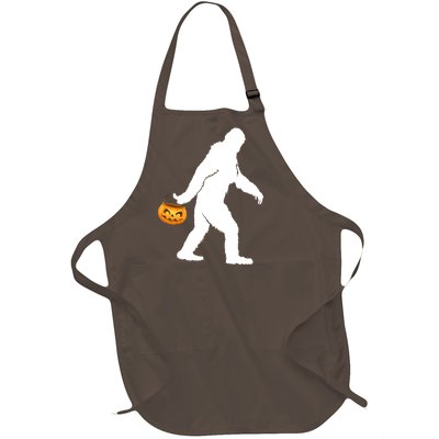 Bigfoot Sasquatch Halloween Pumpkin Full-Length Apron With Pockets