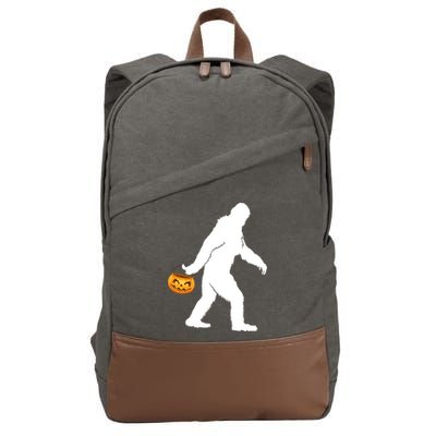 Bigfoot Sasquatch Halloween Pumpkin Cotton Canvas Backpack