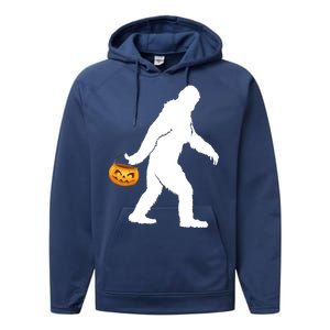 Bigfoot Sasquatch Halloween Pumpkin Performance Fleece Hoodie