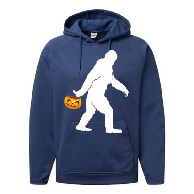 Bigfoot Sasquatch Halloween Pumpkin Performance Fleece Hoodie